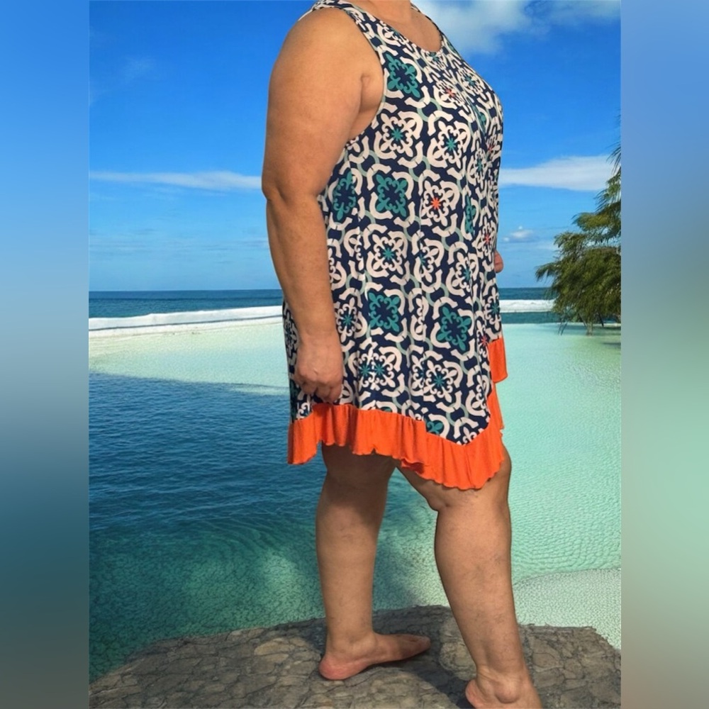 Perfectly Priscilla Made in USA 
Vibrant Sleeveless Tunic with Geometric Design
